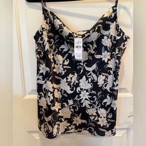 LOFT Outlet Monochrome/shiny black/cream, Floral Top - Large - NWT